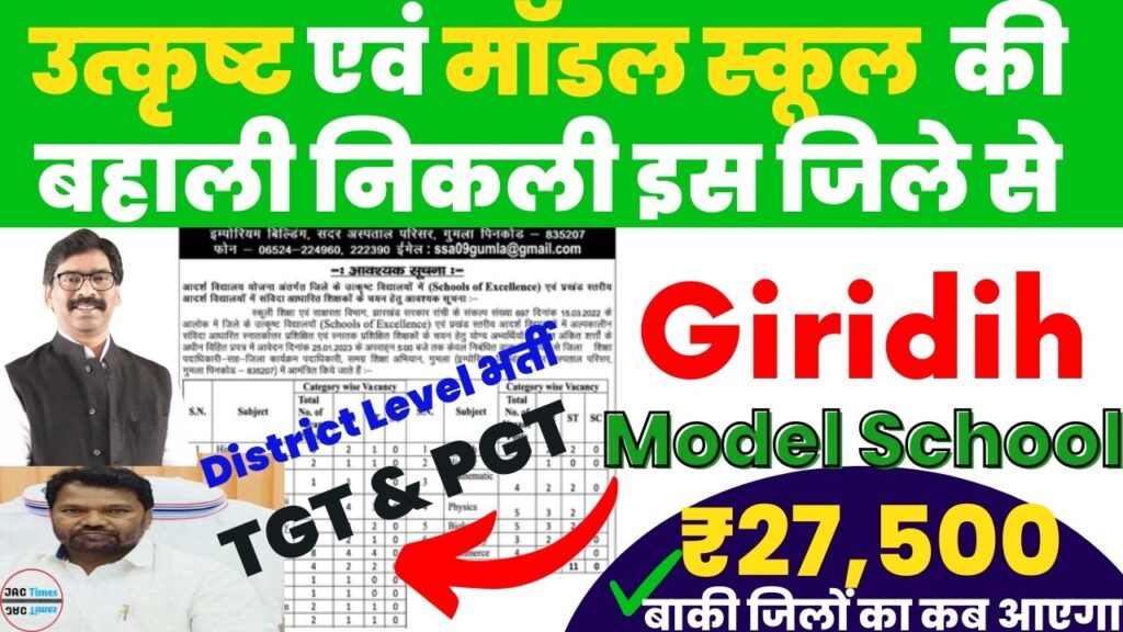 Giridih model school vacancy